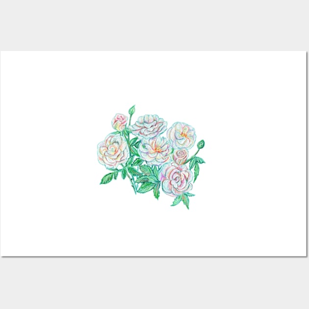 White roses pastel artwork Wall Art by olgart